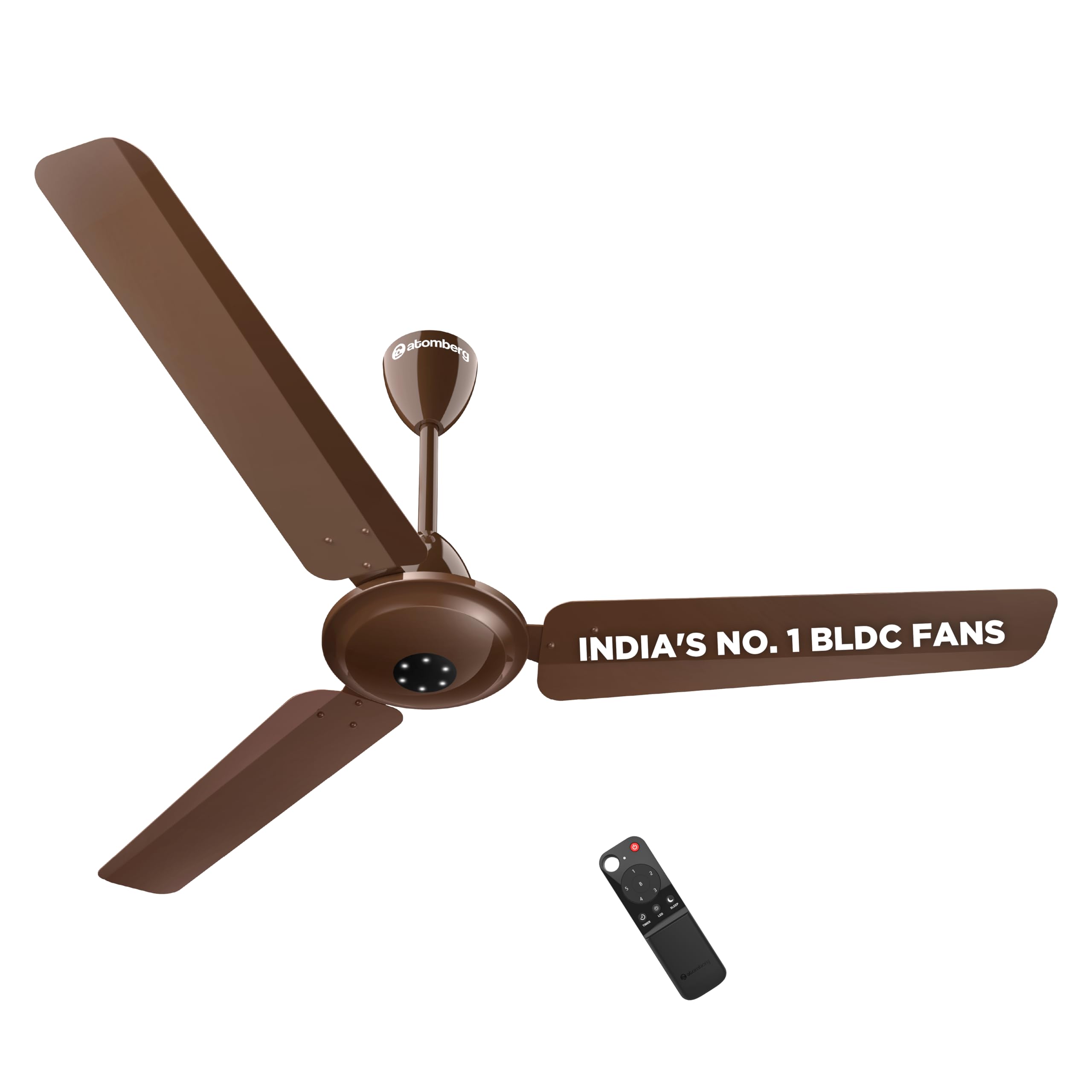 atomberg Efficio Alpha 1200mm BLDC Motor 5 Star Rated Classic Ceiling Fans with Remote Control | High Air Delivery Fan with LED Indicators | Upto 65% Energy Saving | 2+1 Year Warranty (Brown)