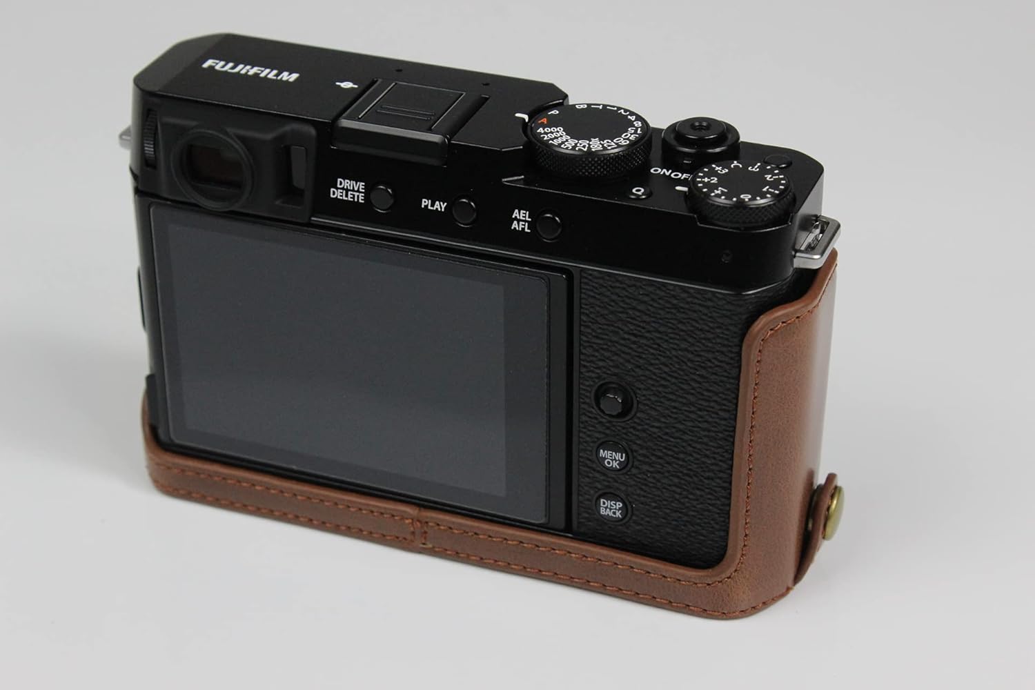 X-E4 Case, BolinUS Handmade PU Leather Half Camera Case Bag Cover Bottom Opening Version for Fuji Fujifilm X-E4 XE4 with Hand Strap (Coffee)