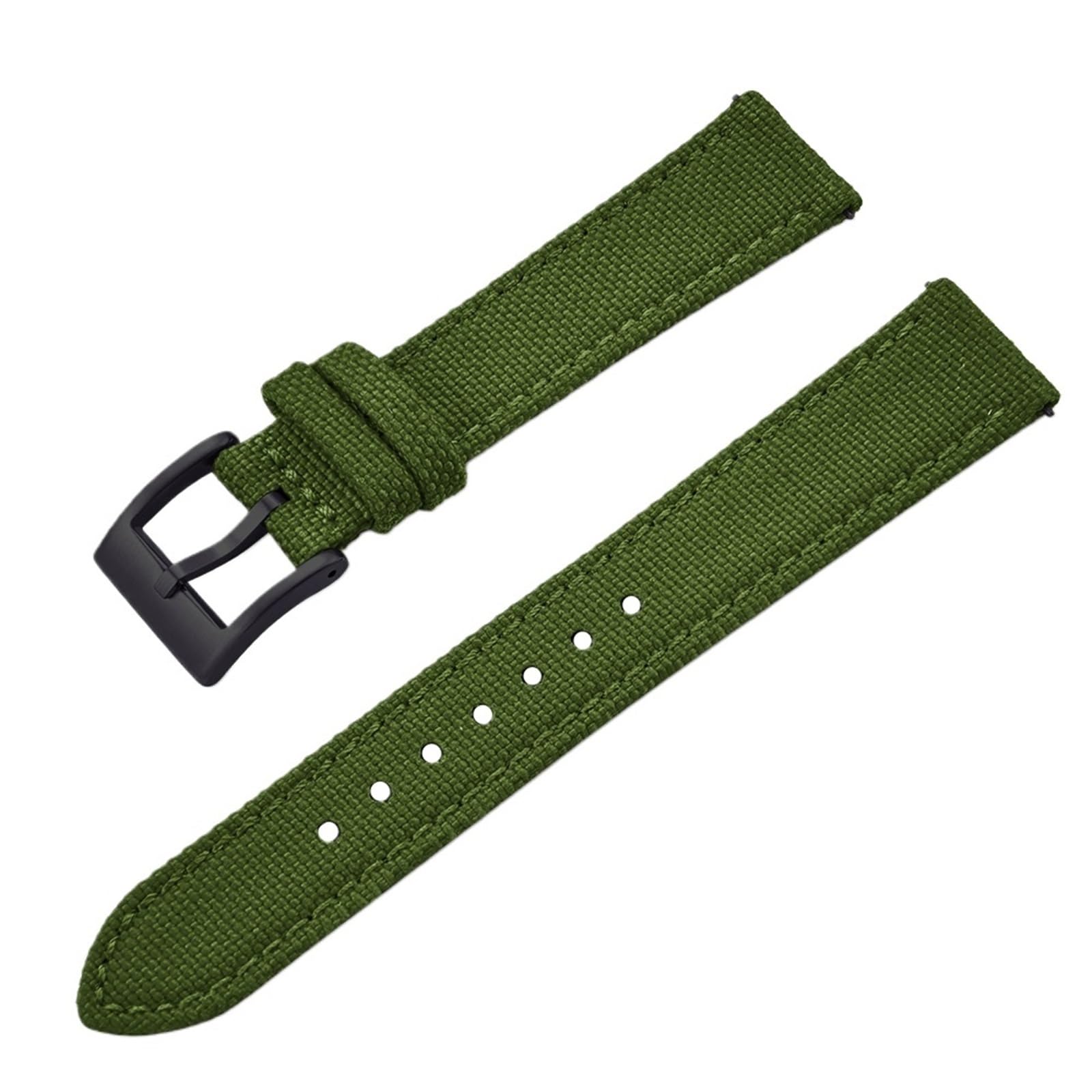 Generico Bracelet hybride en toile pour voiles et cuir - Libération rapide, coupe universelle de 18 à 22 mm (green-black buckle,20 mm)