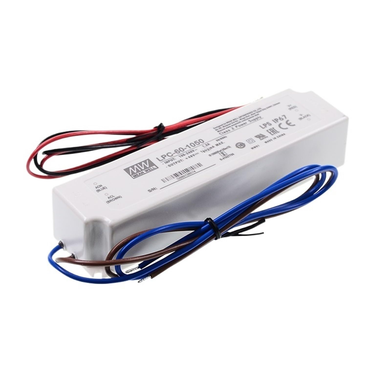 FCARUMIQP LPC-60-1050 Switching Power Supply 110V/220V AC to 9~48V DC 1050mA 50W Water Proof IP67 LED Driver
