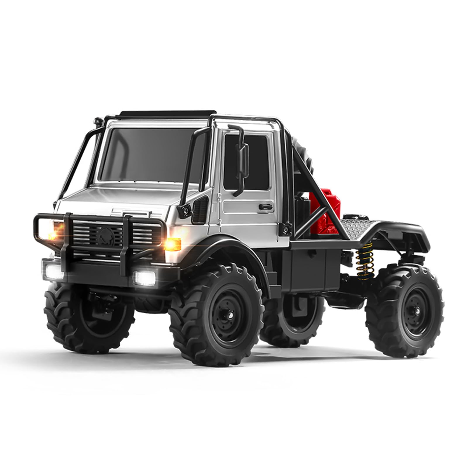 1/18 RC Semi-Truck for Adults, MN-333 Unimog Off-Road RC Rock Crawler, 4WD RC Truck RTR Transport Car Alloy Model for Hobby Toy Gifts (Silver)