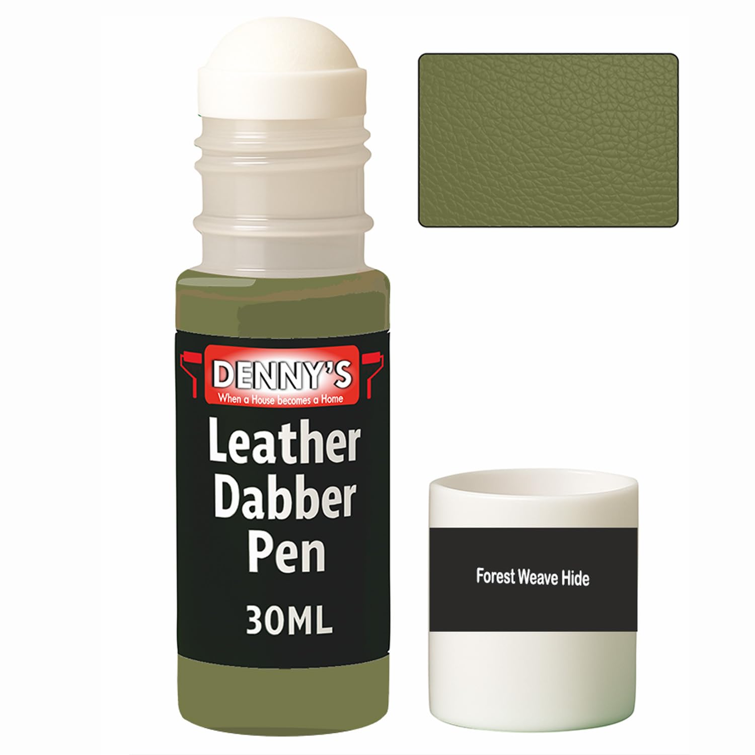 SCOOBYS PAINTS BACK IN THE MIX Leather Dabber Pen, 30ml, Leather Recolouring Paint Dye Balm Sofas, Repair Faded & Scratched Upholstery Car Seats, Shoes, bags, belts Green Shades (Forest Weave Hide) โ image 1
