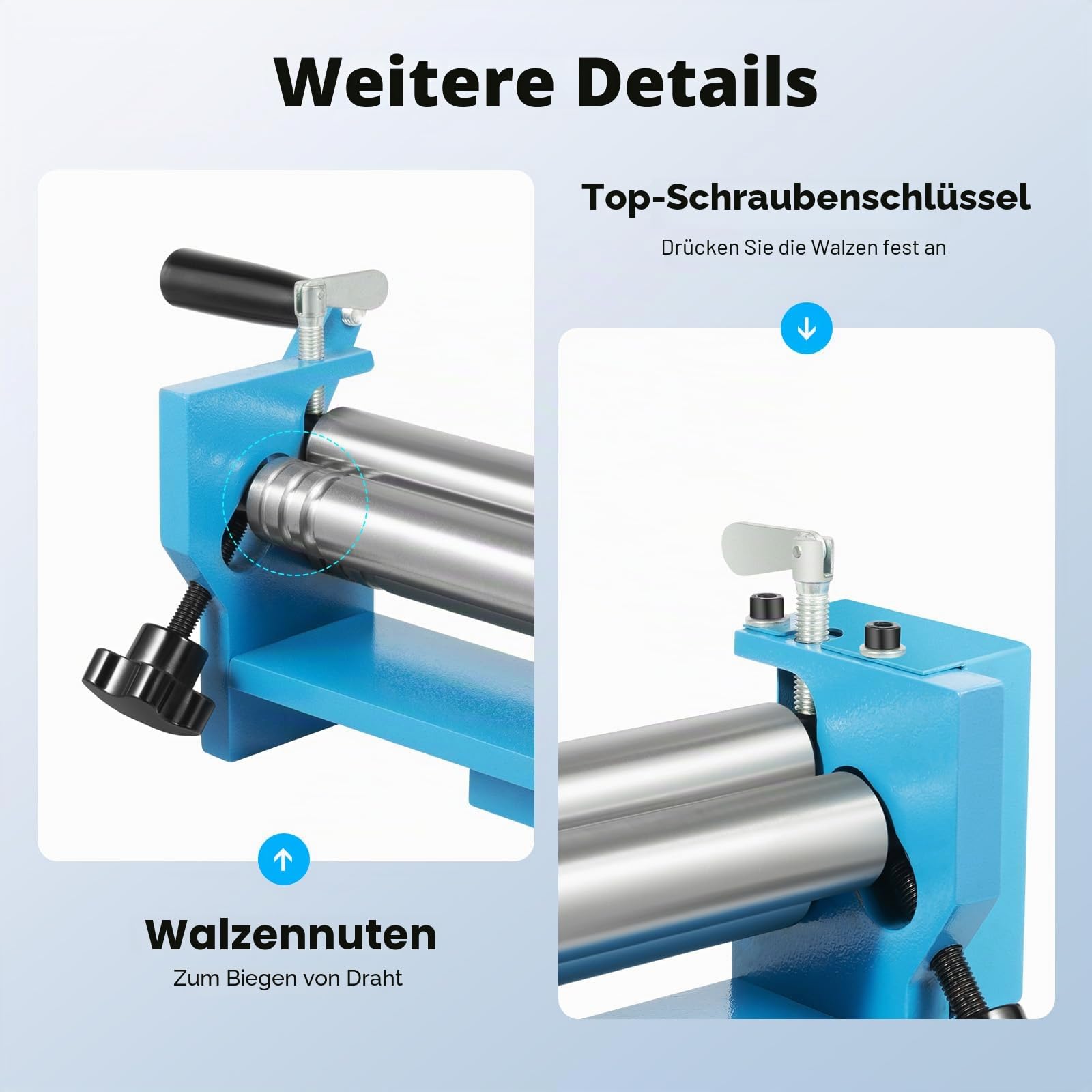 3-Walzen Rundbiegemaschine, 300mm Manuell RundbiegegeräT WalzenbiegegeräT Biegemaschine Blechbiegemaschine Walzenbiegemaschine Rohrbiegemaschine für Gewalzte Stahlbleche Kupferbleche Aluminiumbleche