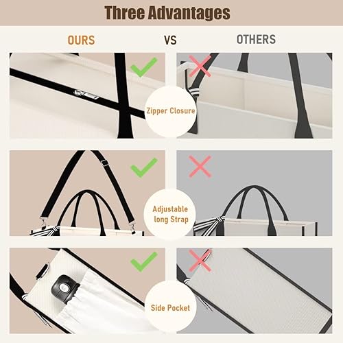 Miniatura 2 de Bolsa de mano con inicial con cremallera y bolsillos, regalos de cumpleaños para mujeres, bolsa de playa de lona con soporte inferior, bolsa de