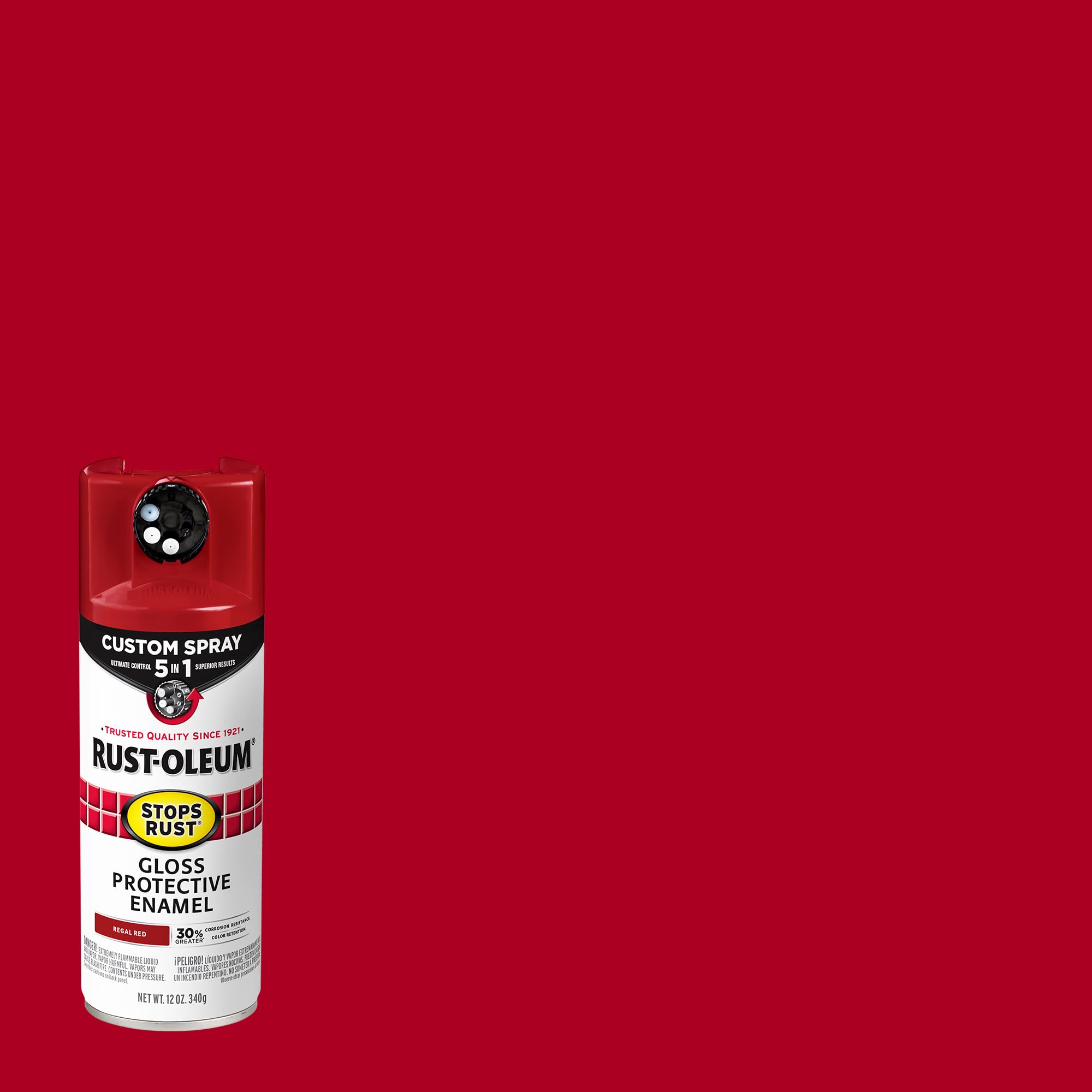 Rust-Oleum 376895 Stops Rust Custom Spray 5-in-1 Spray Paint, 12 oz, Gloss Regal Red, (Pack of 1)