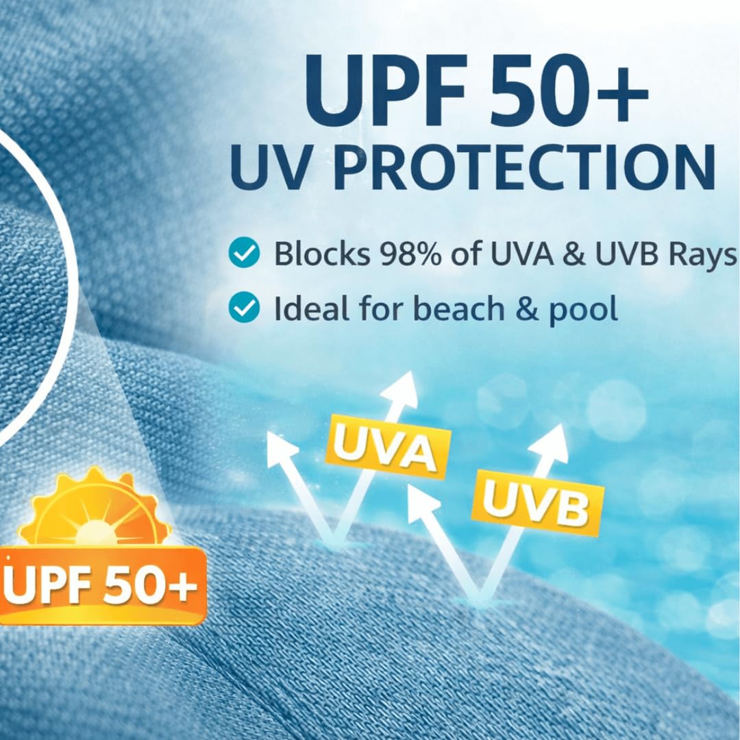 Rashguard anti-UV UPF 50+ Denim délavé pour fille