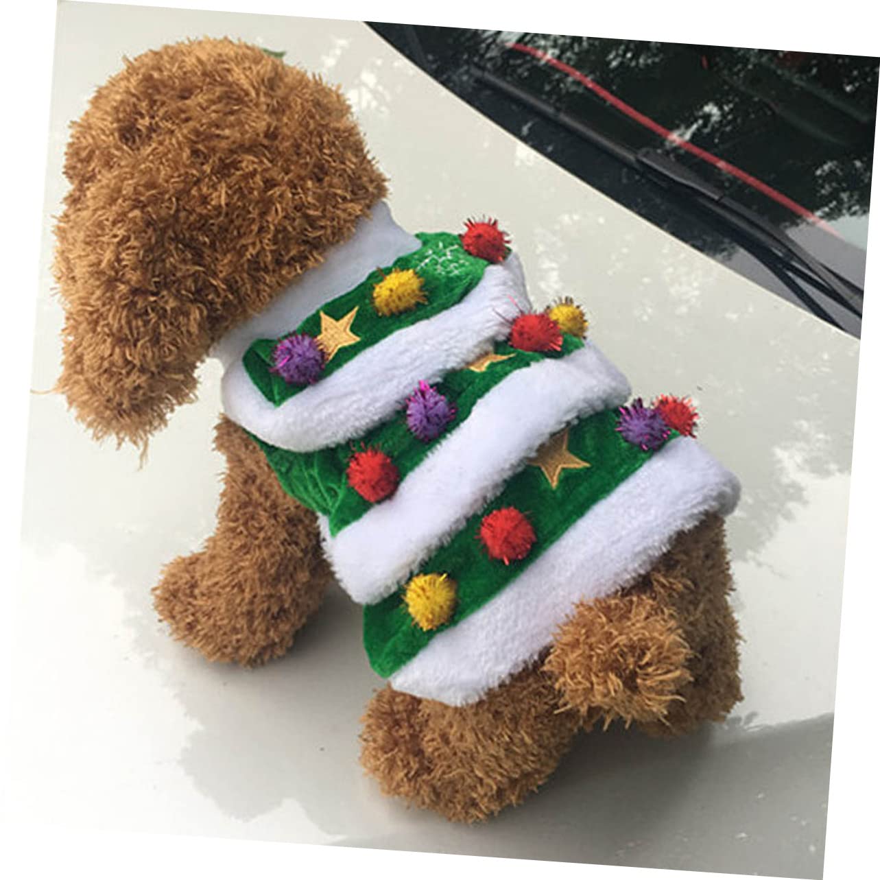 HMJGDHX 2 Pezzi Abito per Cani a Forma di Albero di Natale Vestiti per Animali Domestici per Natale Confortevole Felpa con Cappuccio Calda per Costume da Festa per Cani Abito Festivo per Animali