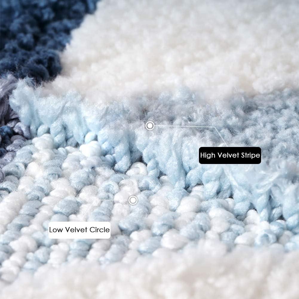 Tiita Large Bathroom Rugs 32 x 47 Inch Non-Slip Bath Rug Mat for Bathroom Floor Sink Tub, Shaggy Absorbent Foot Mat Shower Rug, Machine Washable Doormat for Entrance, Blue