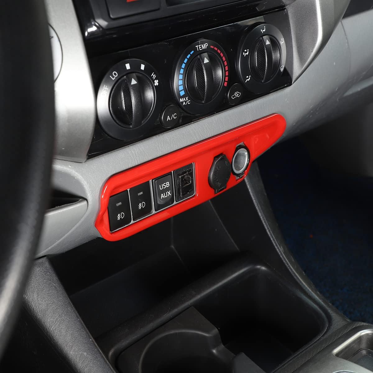 Compatible with Toyota Tacoma 2011 2012 2013 2014 2015 Car Center console cigarette lighter panel Interior Car Accessories (Red)