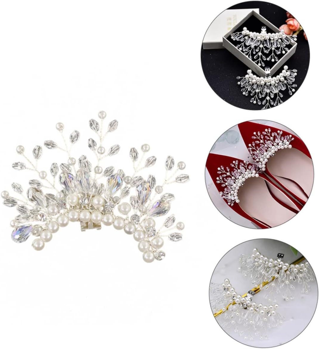 VALICLUD 4pcs Detachable Bridal Shoe Clips Crystal Embellishments for Wedding Party Elegant Shoe Decorations for High Heels Flats and Bridal Footwear