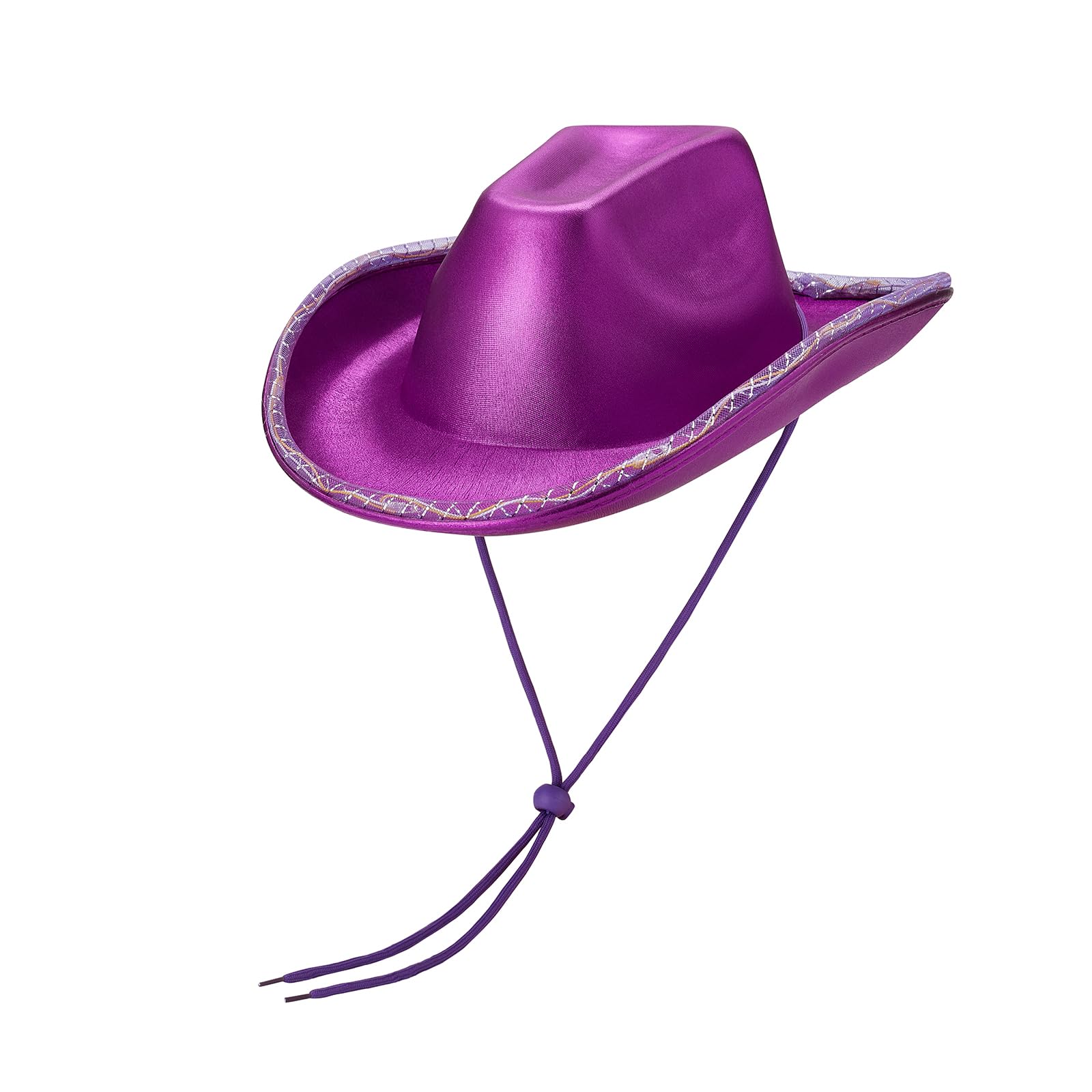 Niceyoeuk Women Cowboy Hats with Colorful LED Light Fluffy Feather Brim Cowgirl Hat for Halloween Cosplay Costume Party (E, One Size) — image 1