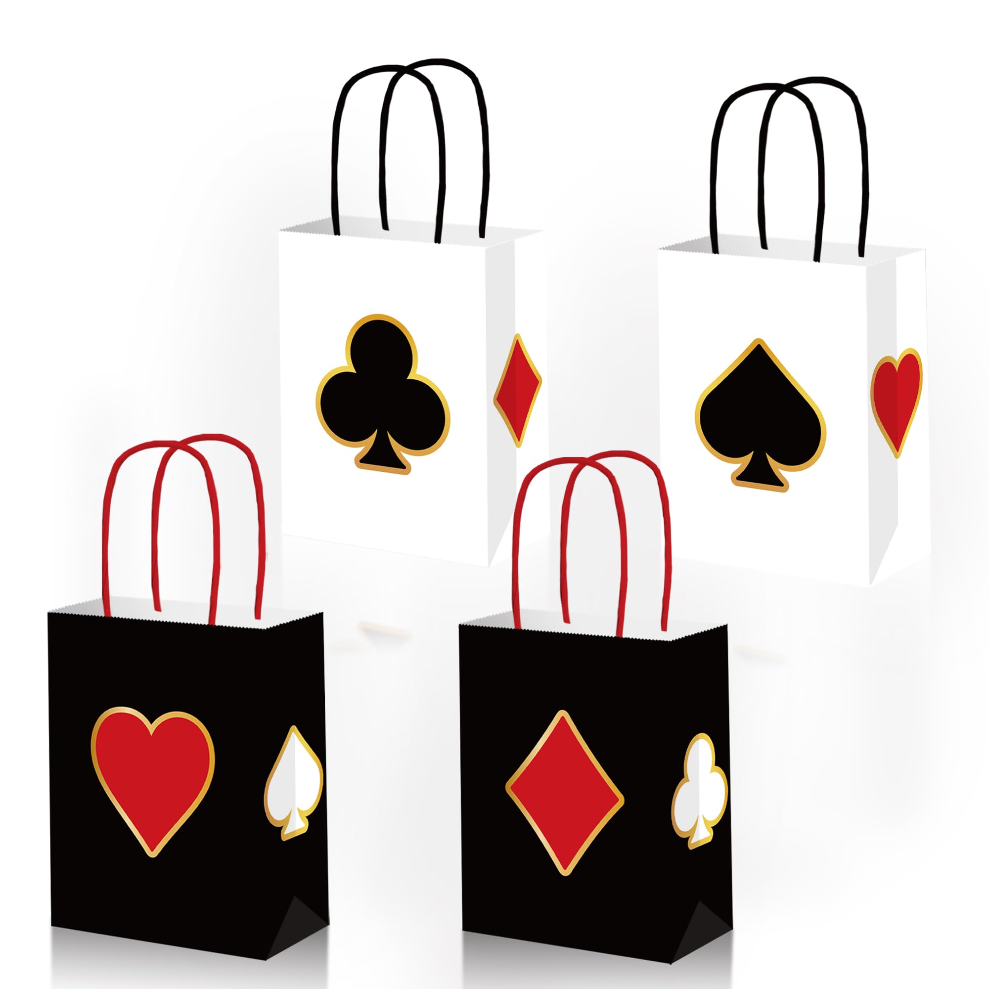 12 Packs Casino Gift Bags with Handles, 16cmx8cmx21cm Gift Bags for Men Women or Adults in Birthday party, Weddings, Events or Shopping (poker)