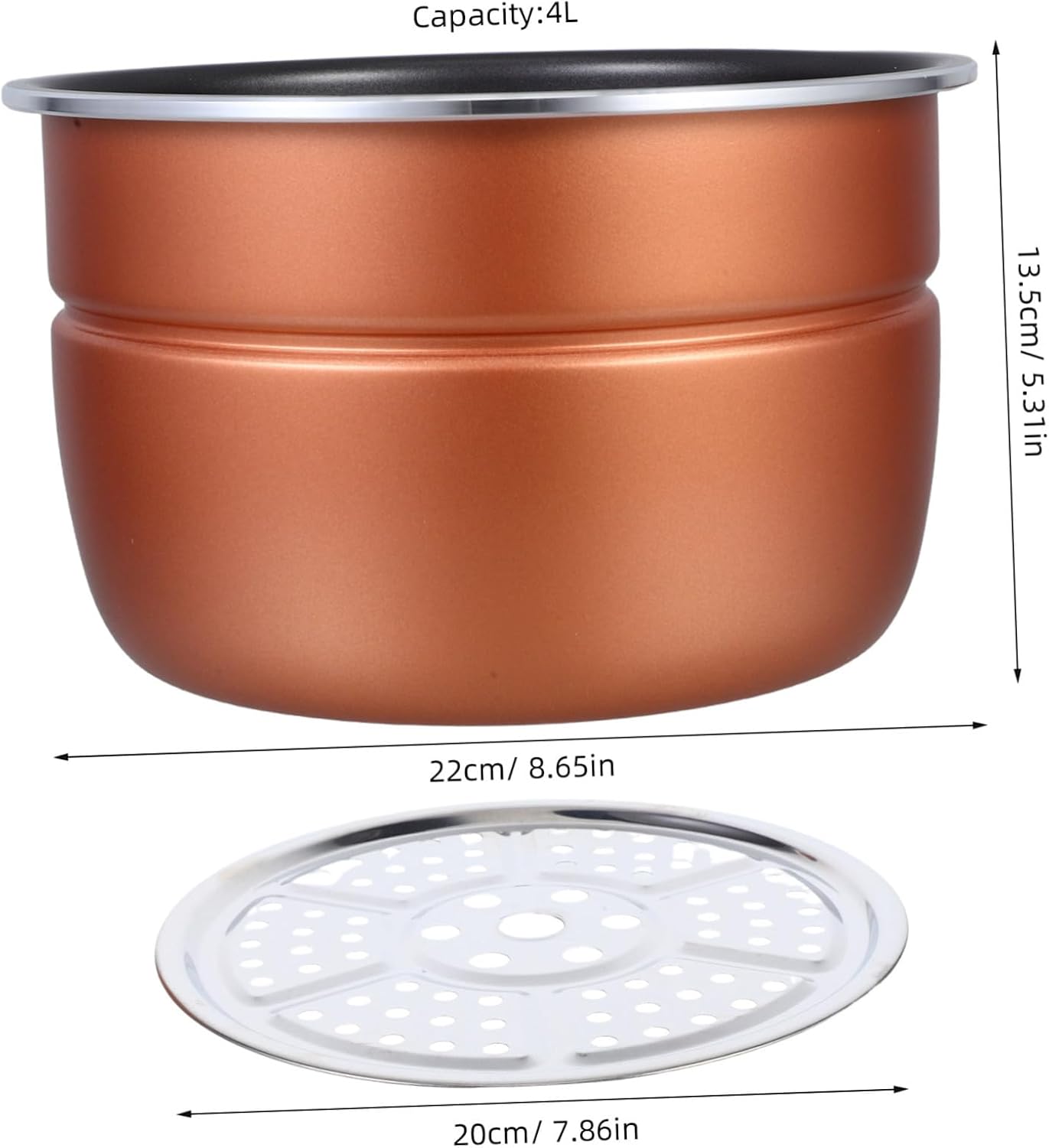 Cabilock 1set Non-stick Inner Pot for Electric Rice Cooker Aluminum Alloy Liner Easy to Clean Cooking Pot for Daily Family Meals Compatible Brands