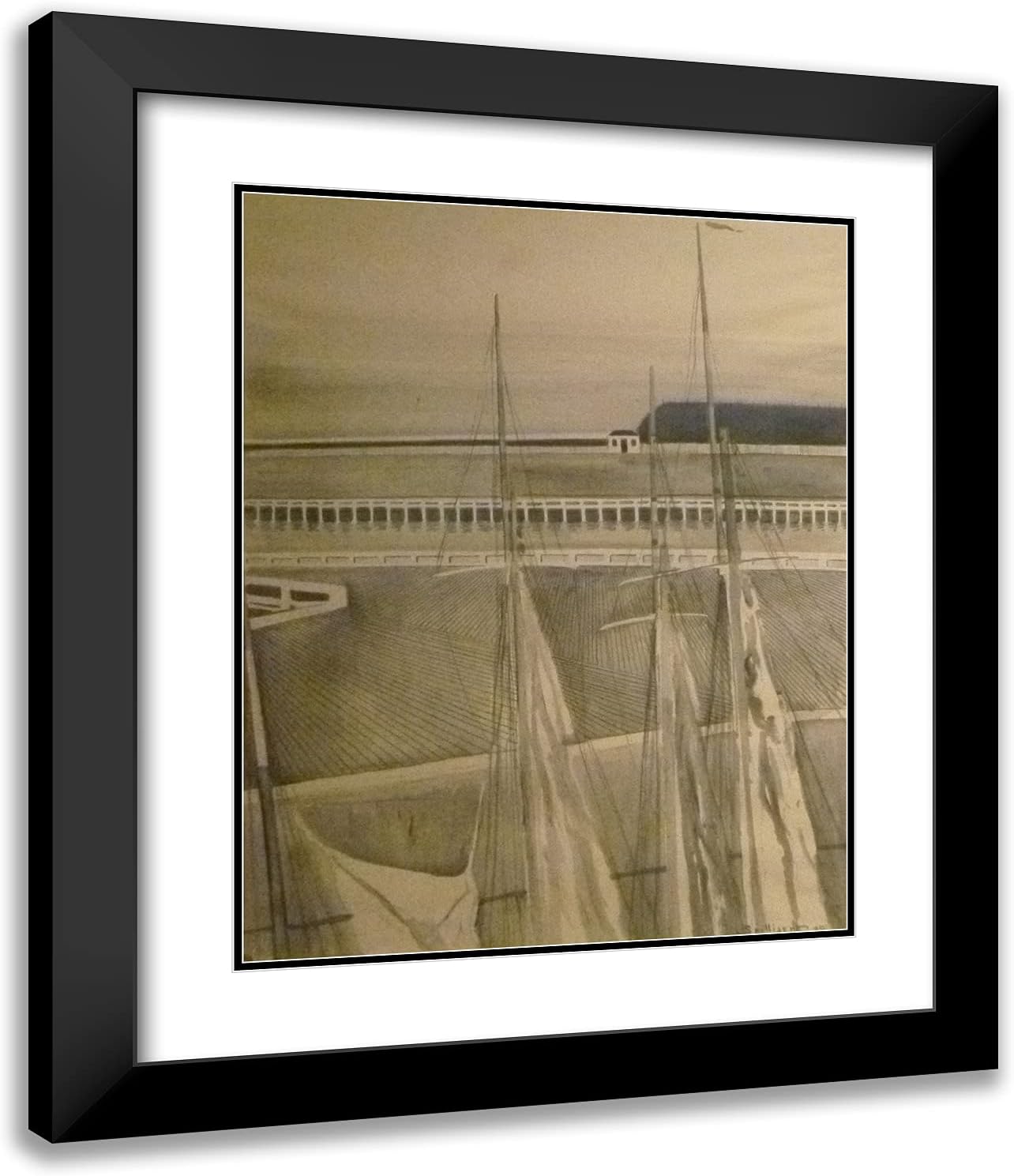 ArtDirect Spilliaert, Leon 20x24 Gold Ornate Framed Art Print with Double Matting Titled: Fence of Ostend