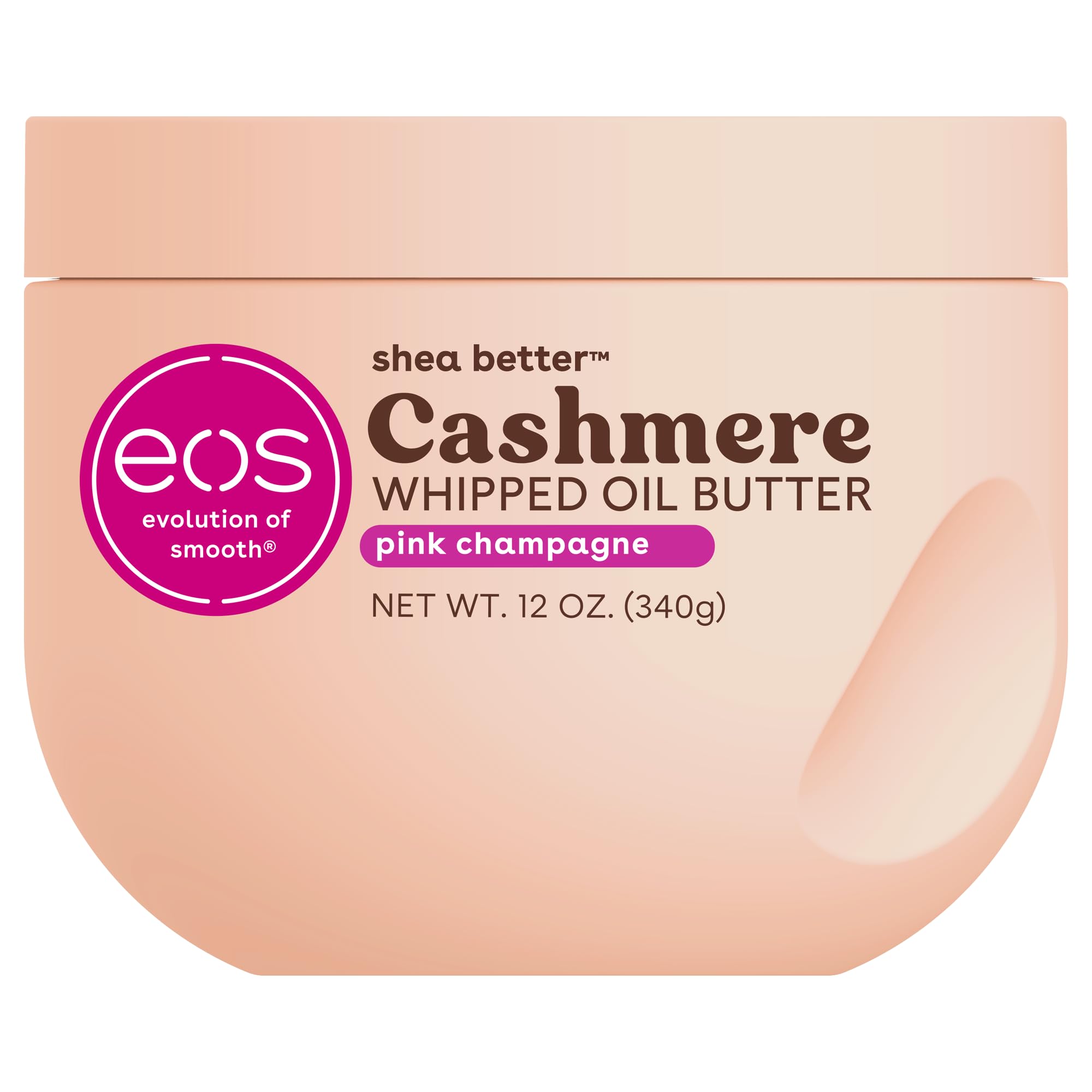 eos Cashmere Whipped Oil Body Butter, Pink Champagne, 72 Hour Weightless Moisture For Dry Skin, Rich Formula and Deep Hydration, Body Care, 12 oz