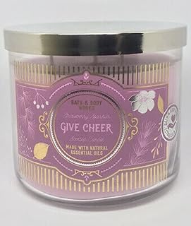 Bath & Body Works, White Barn 3-Wick Candle w/Essential Oils - 14.5 oz - 2022 - Give Collection - Scents! (Give Cheer - Strawberry Sparkler)