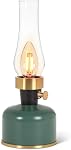 Abbott Collection Lanterne verte LED Lampe avec cheminée, lampe de table portable - Métal/Glass (10.5" H)