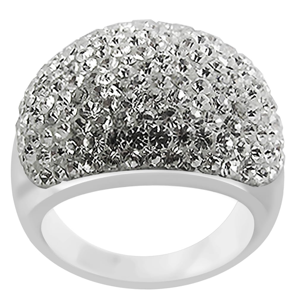 Colorful Multi Clear Preciosa Crystal Stone 316L Surgical Steel Finger Ring Jewelry