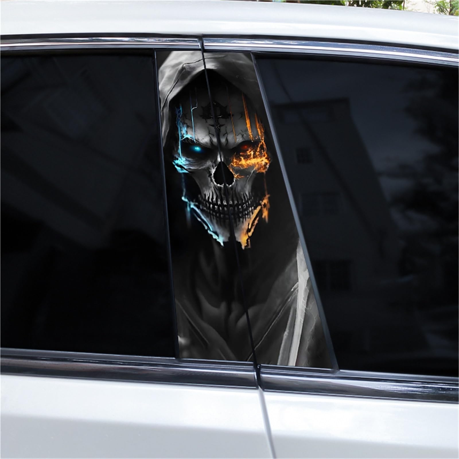 2pcs Grim Reaper Sticker Car B-Pillar Sticker DIY Vinyl Waterproof Car Door Pillar Sticker Suitable for Most Car Center Pillars