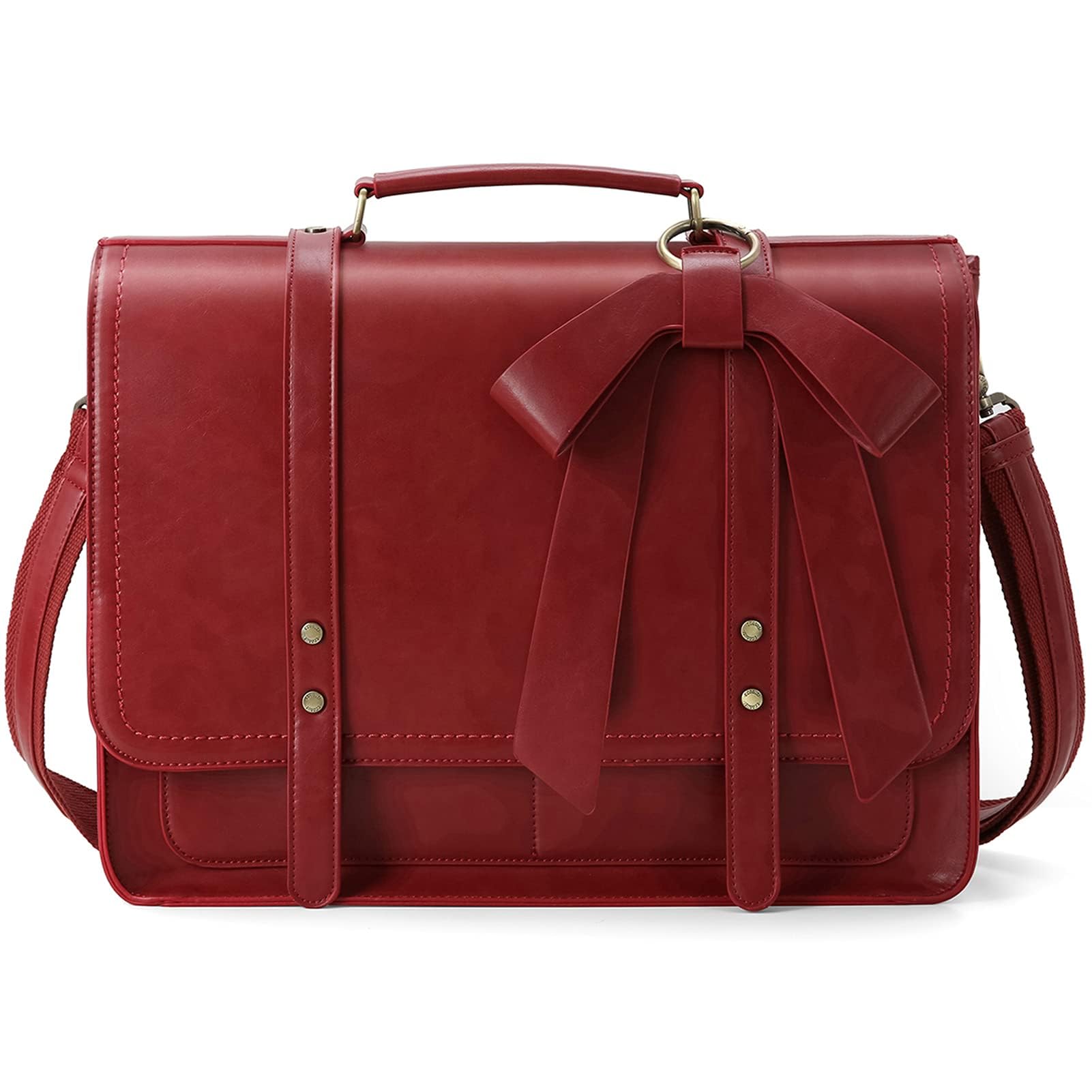 ECOSUSI Borsa Porta PC Donna 15,6 Pollici Borsa Lavoro in Pelle PU Grande Messenger Vintage Borsetta Ventiquattrore Cartella a Tracolla Scuola Business Ufficio