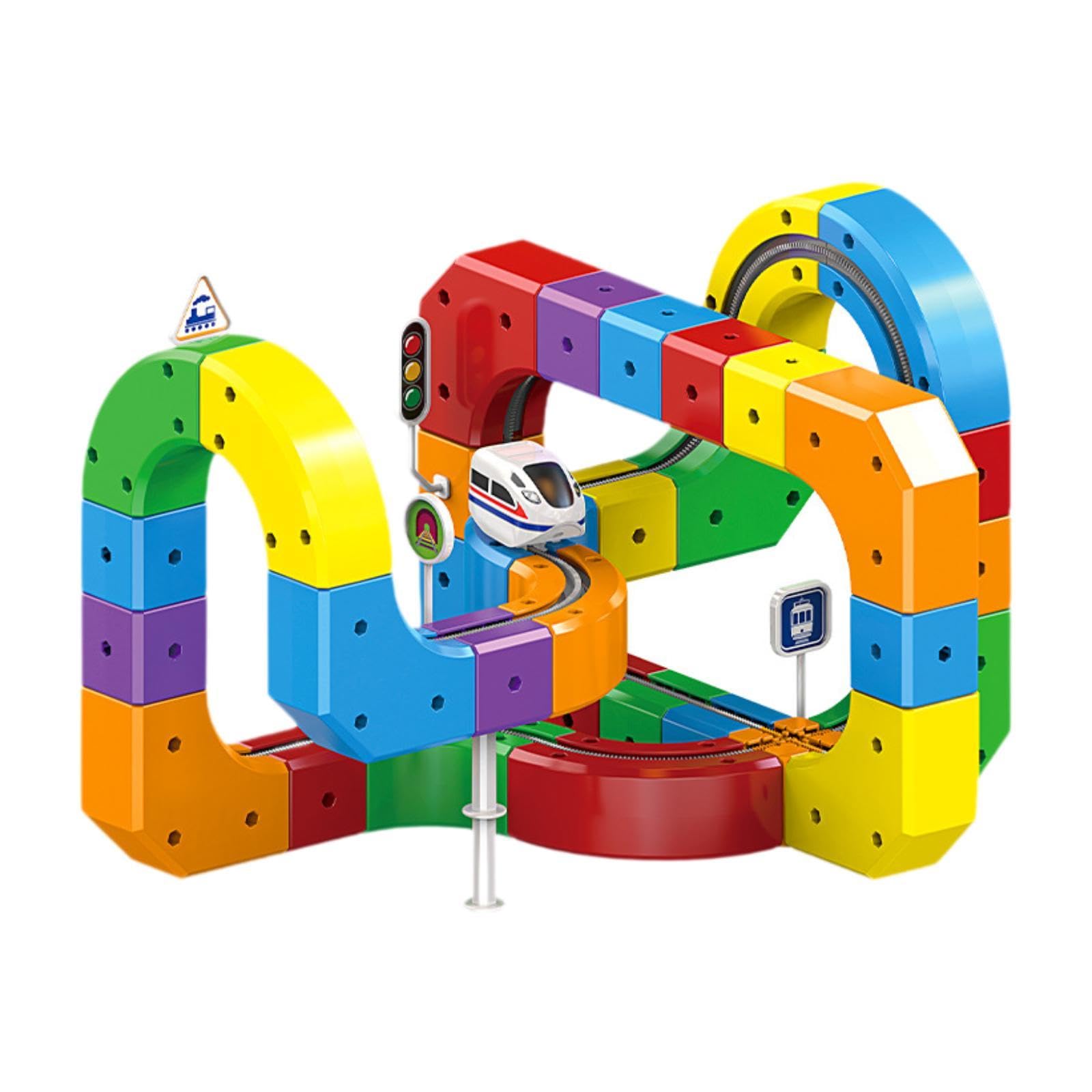 Trenino Elettrico per Bambini E Bambine, Un Regalo di Compleanno Creativo con Segnali E Ferroviari, 81 Pezzi