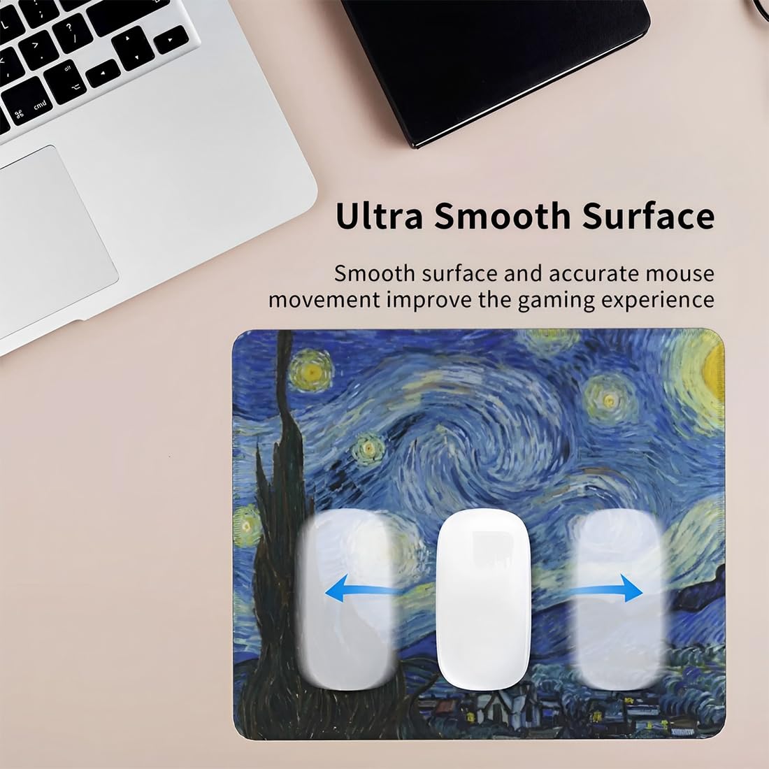 Alfombrilla Ratón, Fibra Extrafina Alfombrilla para Computadora, Mouse Pad, Materiales Duraderos, Portátil, Patrón clásico de pintura al óleo, para Ratón con Cable o Inalámbrico, multicolor