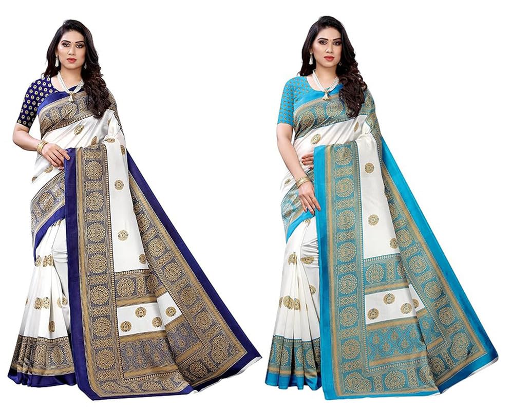 Saris indiens en soie pour femmes avec imprimés et hauts à coudre