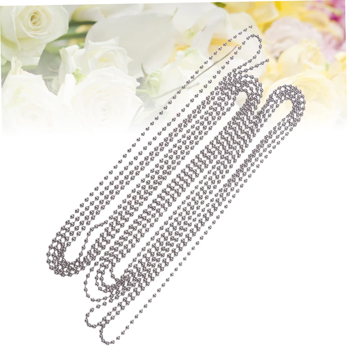 Beatifufu Adjustable Length Beaded Ball Chain 3m 10 Stainless Steel Connectors Black/Silver