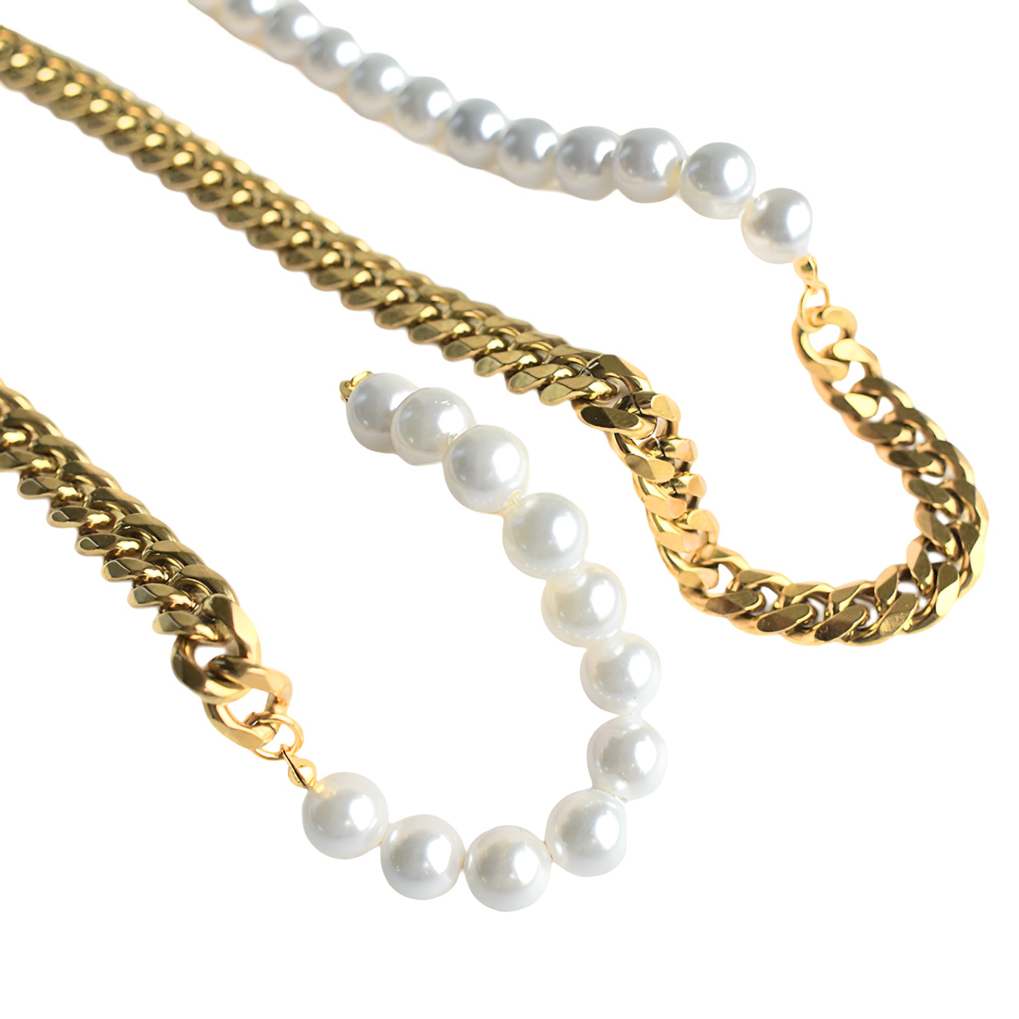 Halskette aus 925er-Sterlingsilber, natürliche Halbperle, Halbkette für Damen und Herren, Vintage-Halbperlen-Halsketten-Armband-Sets – Punk-Perlen-Schmucksets, Halbperlen-Halbkette-Halskette mit