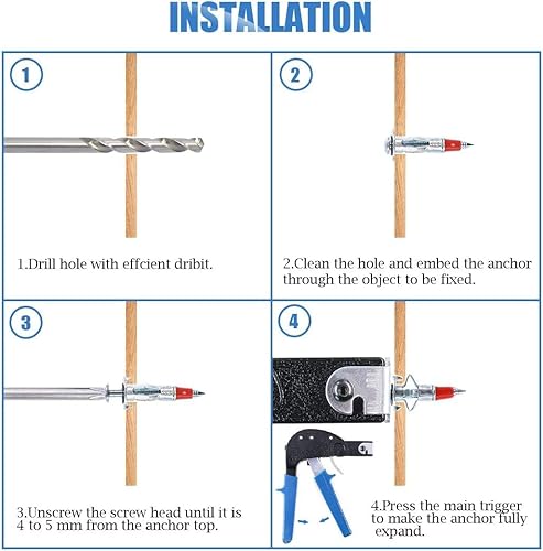 Vista 12 de Glarks Juego de 60 tornillos de anclaje de pared de acero chapado en zinc de 1/8 de pulgada y 2.323 in (1/8SLDx59mm)