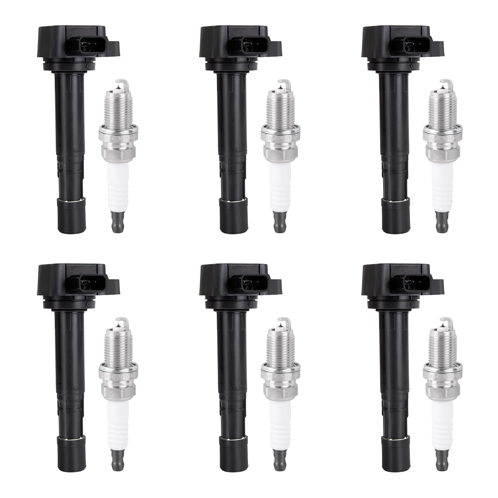 GRIZZLY AUTO Ignition Coil Packs and Spark Plugs UF400 Replacement for Sarurn Vue 2004-2007, for Honda Pilot 2003-2008 Ridgeline 2006-2008 V6 3.5L,