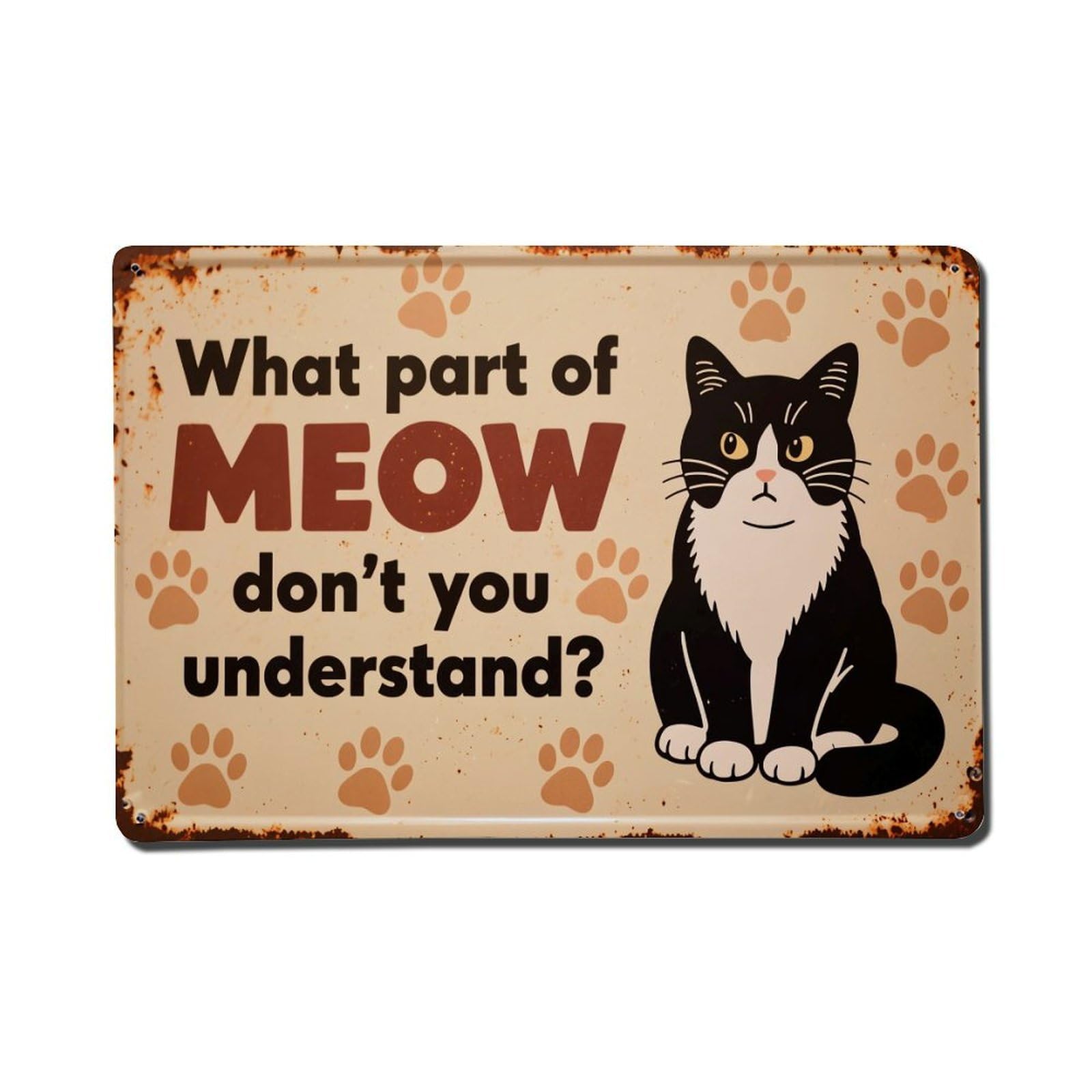 Cat Paw Print Pattern Sign Retro Metal Tin Sign, Vintage Decor Art Poster for Bar, Home, Man Cave, Kitchen, Laundry Room Gift 8x12Inch