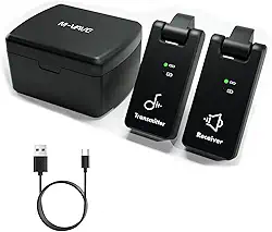 M-VAVE Sistema de Transmissão Sem Fio Instrumentos Musicais, Baixa Latência <6.7ms, Alcance de 25m ao Ar Livre, Bateria de Longa Duração com até 18h de Uso, Compatível com Guitarra Baixo Saxofone