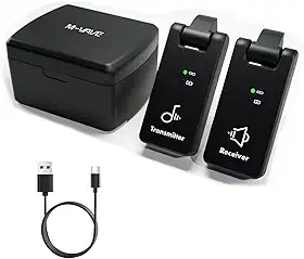 M-VAVE Sistema de Transmissão Sem Fio Instrumentos Musicais, Baixa Latência <6.7ms, Alcance de 25m ao Ar Livre, Bateria de Longa Duração com até 18h de Uso, Compatível com Guitarra Baixo Saxofone