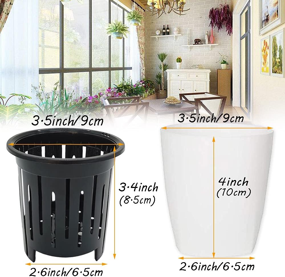 Set of 12 White Self-Watering Plastic Planters with Inner Pots