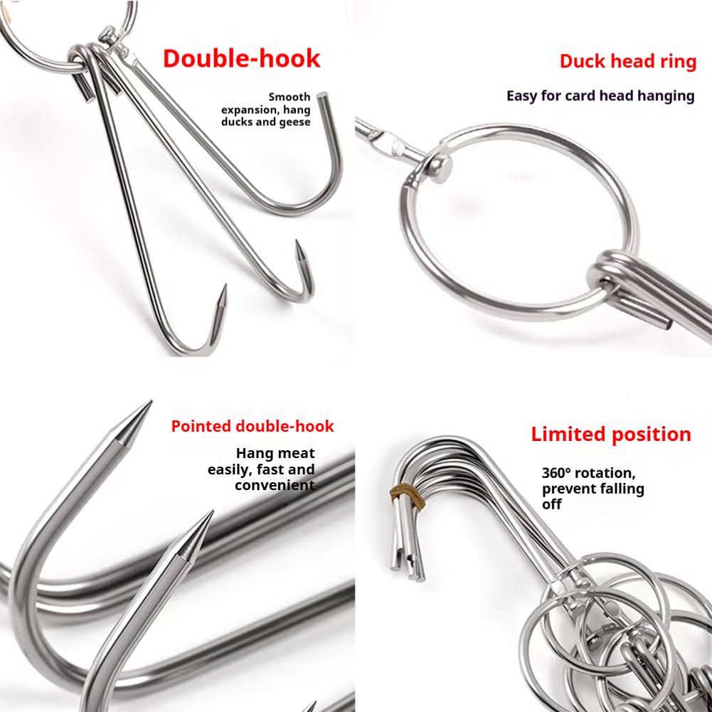 Griglia per arrosto in acciaio inox per salumi e anatra, griglia per asciugare la carne con 10 ganci, accessorio essenziale per cucine moderne