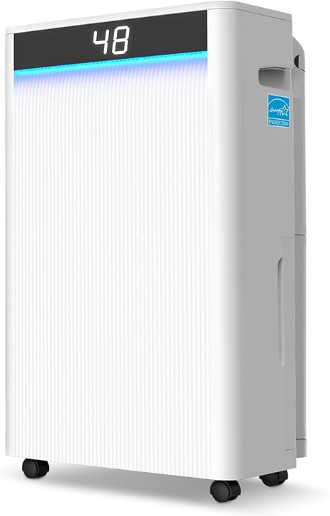 5,000 Sq.Ft 2025 Energy Star Max 95 Pint/Day Dehumidifier for Basement, Bedroom, Home, Bathroom, Smart Compressor Dehumidifier with Drain Hose, Intelligent Humidistat