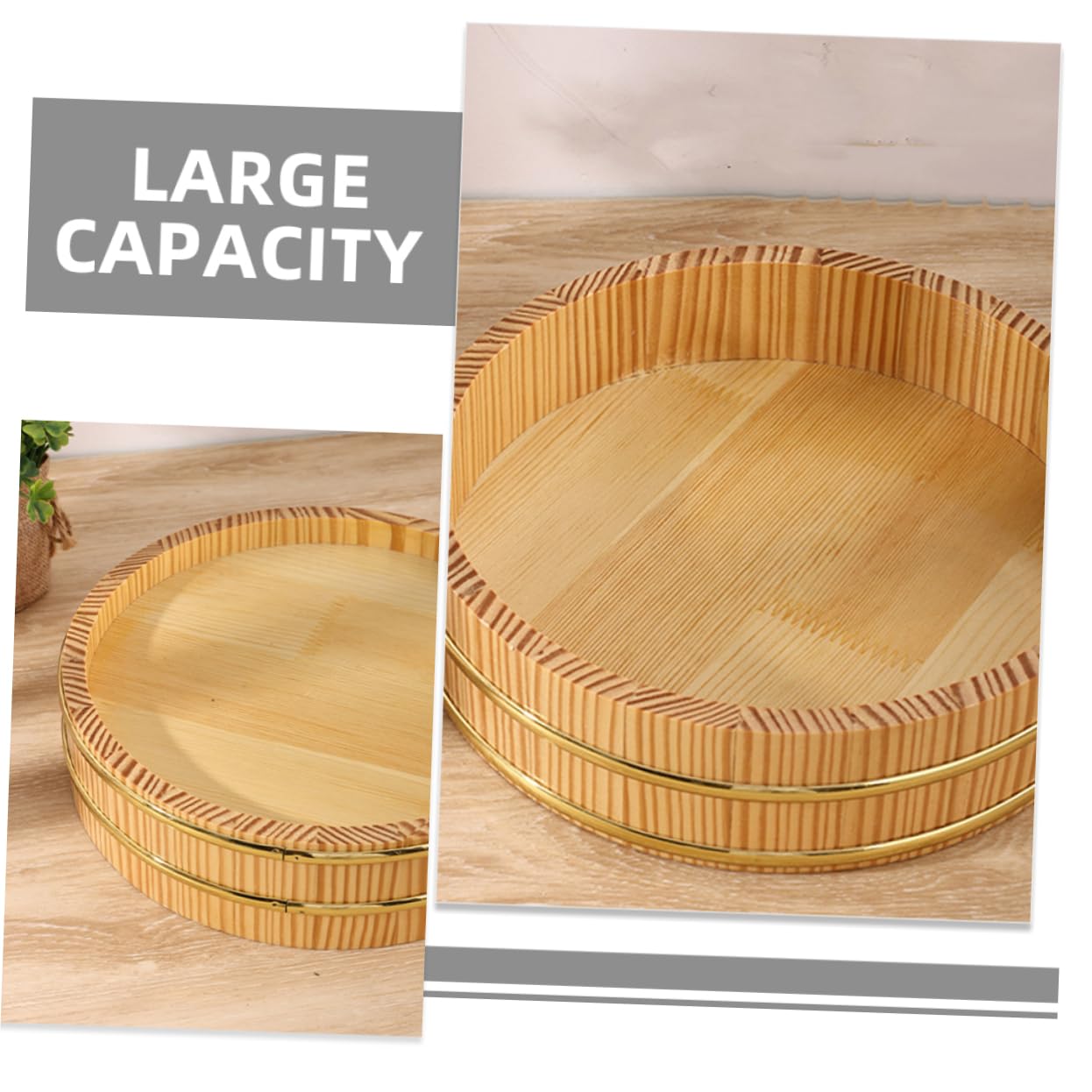 Kit per Preparare Sushi Sushi Rice Mixing Tub Hangiri Giapponese in Legno per Riso, Grande Capacità e Design Raffinato, come Contenitore per Cibo in Cucina