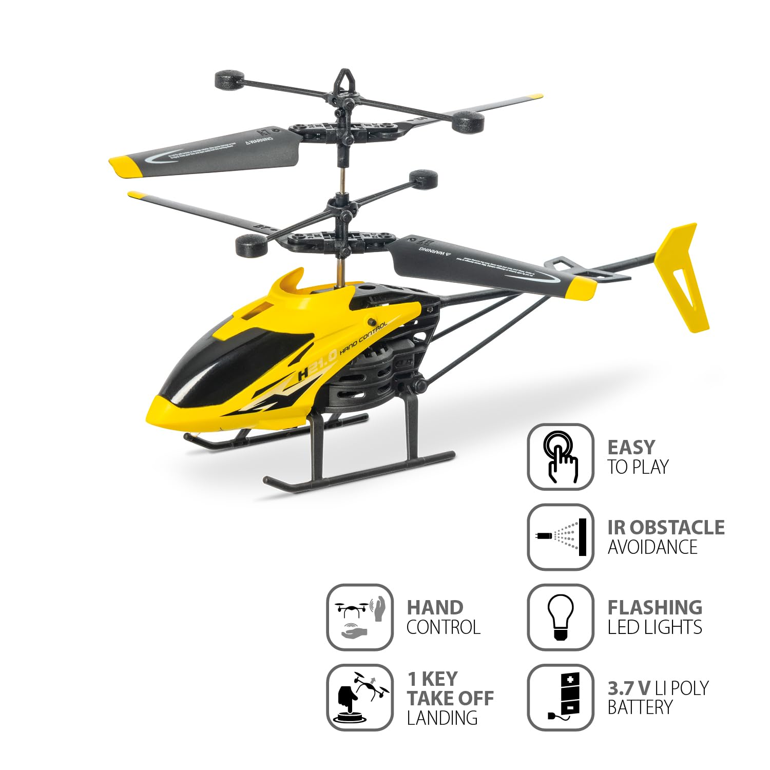 MONDO Motors Elicottero H21 Hand Control Ultradrone - si guida solo con la mano-alta stabilità - decollo ed atterraggio autmatici - 21 cms