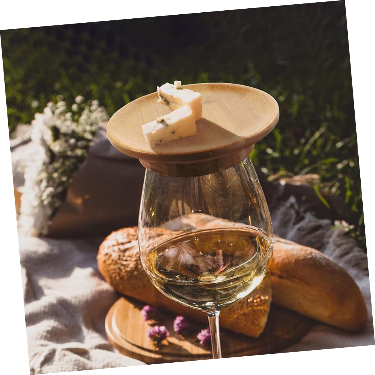 Amazon｜NUOLUX 2個 竹 コースター 竹 ワイン グラス 蓋 ワイン