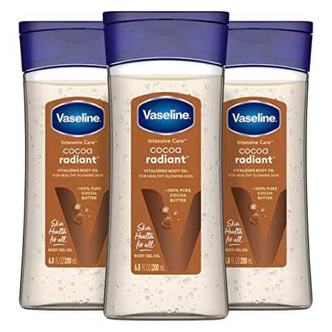 Vaseline Intensive Care Cocoa Radiant For Glowing Skin 3 Count Body Gel Oil Body Oil Made with 100% Pure Cocoa Butter + Replenishing Oils 6.8oz Cover