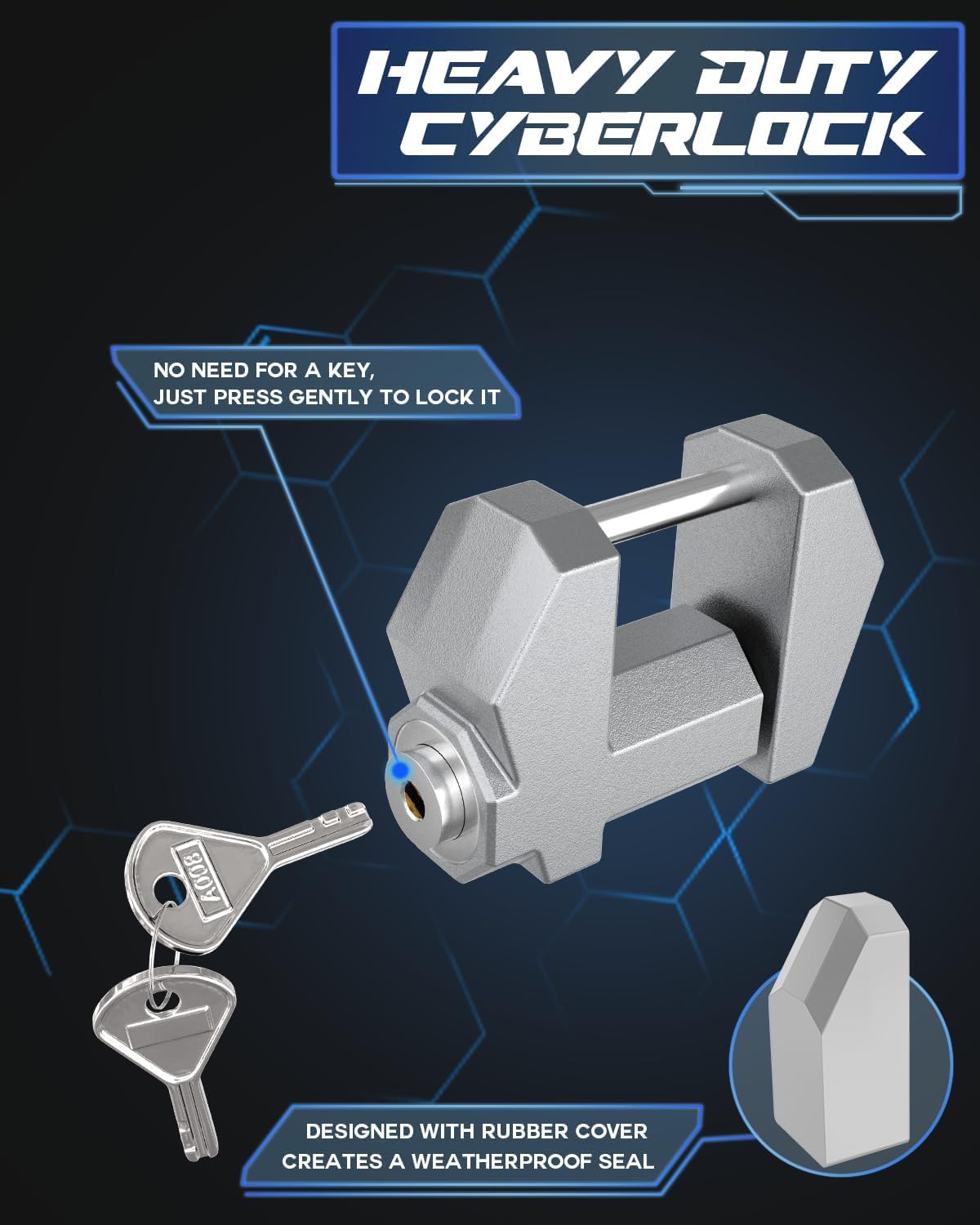 DEEAGLE Trailer Coupler Lock, Heavy Duty Trailer Hitch Lock Fits 1-7/8 Inch, 2 Inch