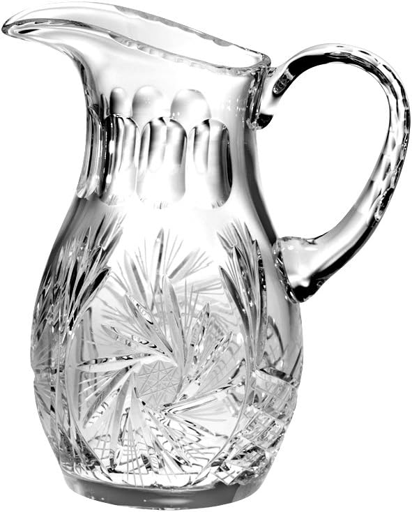 Barski - Hand Cut - Mouth Blown - Crystal Pitcher - 52oz. - 10.25" height - Made in Europe
