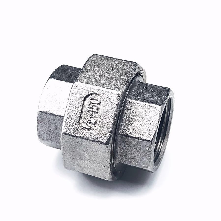 1 pieza de acoplamiento de unión de acero inoxidable 304 1/4" 3/8" 1/2" 3/4" 1" 1-1/4" 1-1/2" 2" BSP hembra macho rosca fundida tubería (color: F-F, tamaño: 2")