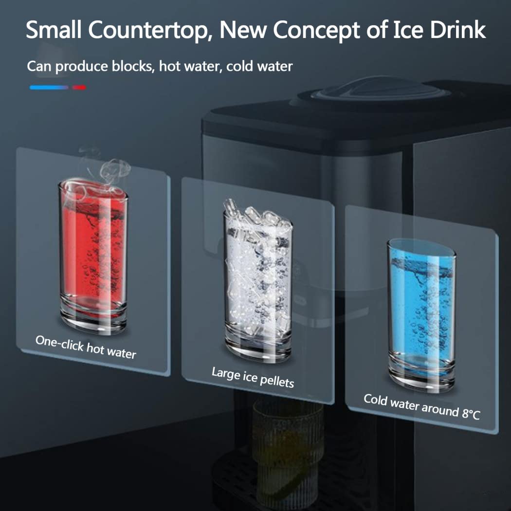 Machine à Glaçons Acier Inoxydable, Ice Maker, 25kg par Jour, Réservoir de 1.8l, 7-11 Glaçons par 12 Min, Automatique électrique Compact Portable Machine à Glace, avec Cuillère à Glace