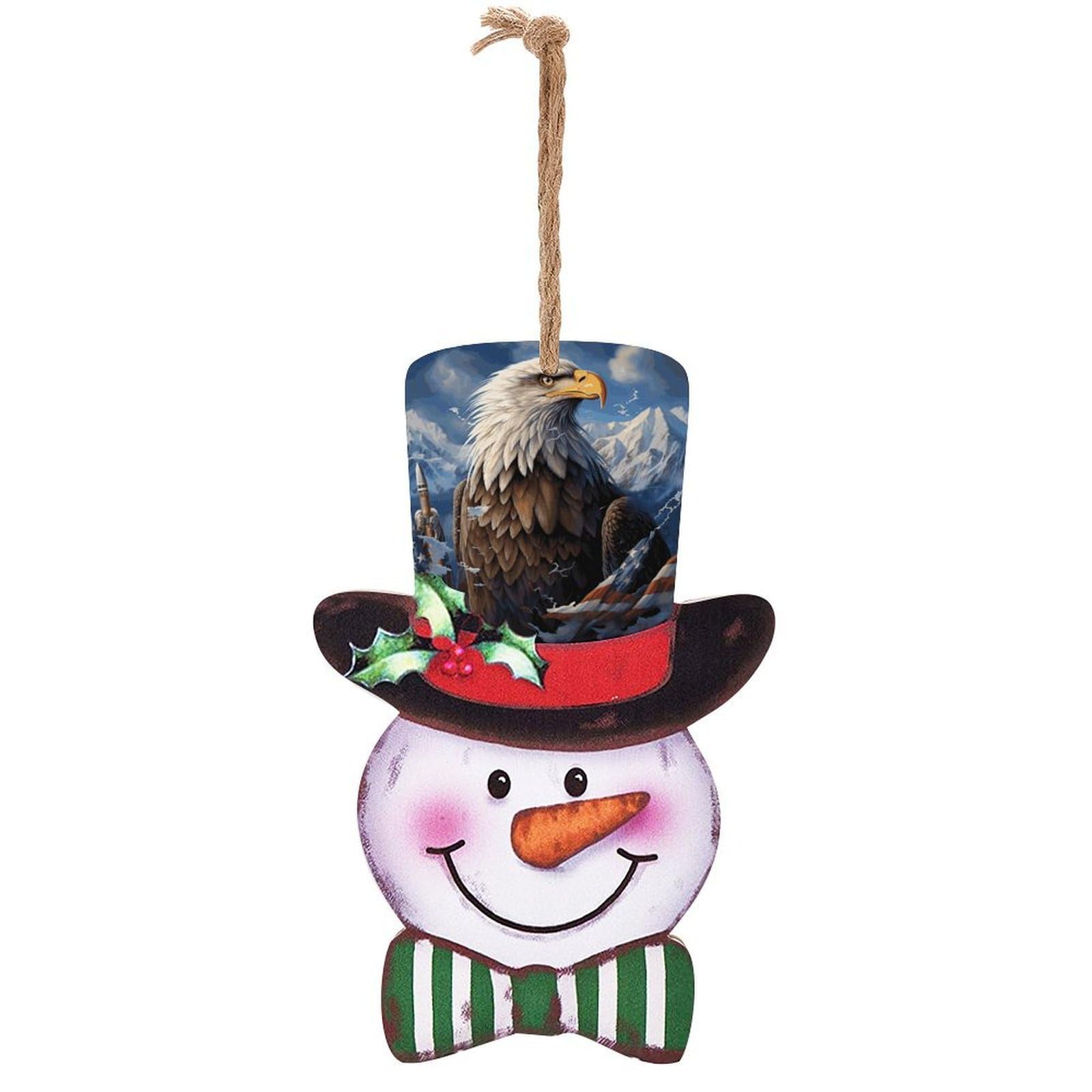 Eagle Snowman Decor Christmas Snowmans Hanging Decors Wooden Exquisite Holiday Decoration Sign for Home Window Wall Farmhouse Indoor Outdoo