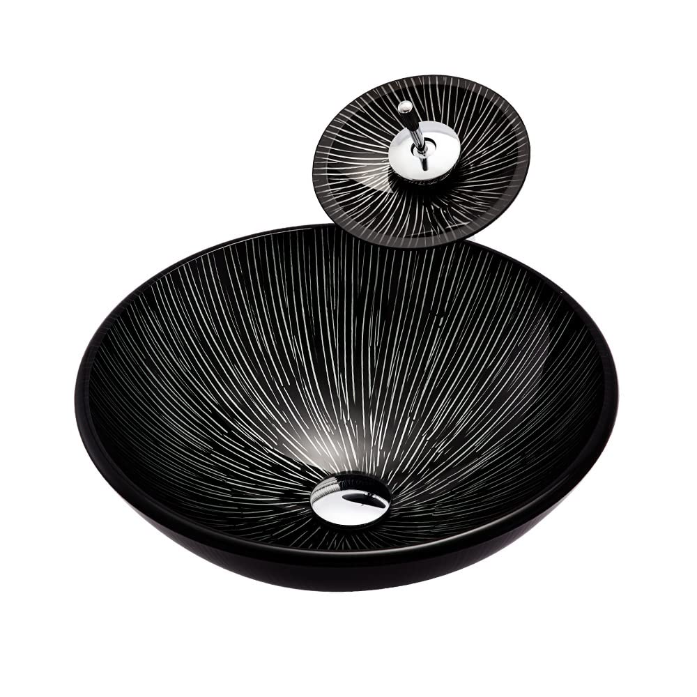 AYCDL Vanity Sink Basin Bathroom Vessel Vanity Sink Tempered Glass Wash Basin Hotel Bathroom Art Utensil Sink with Faucet Combo Bathroom Vanity