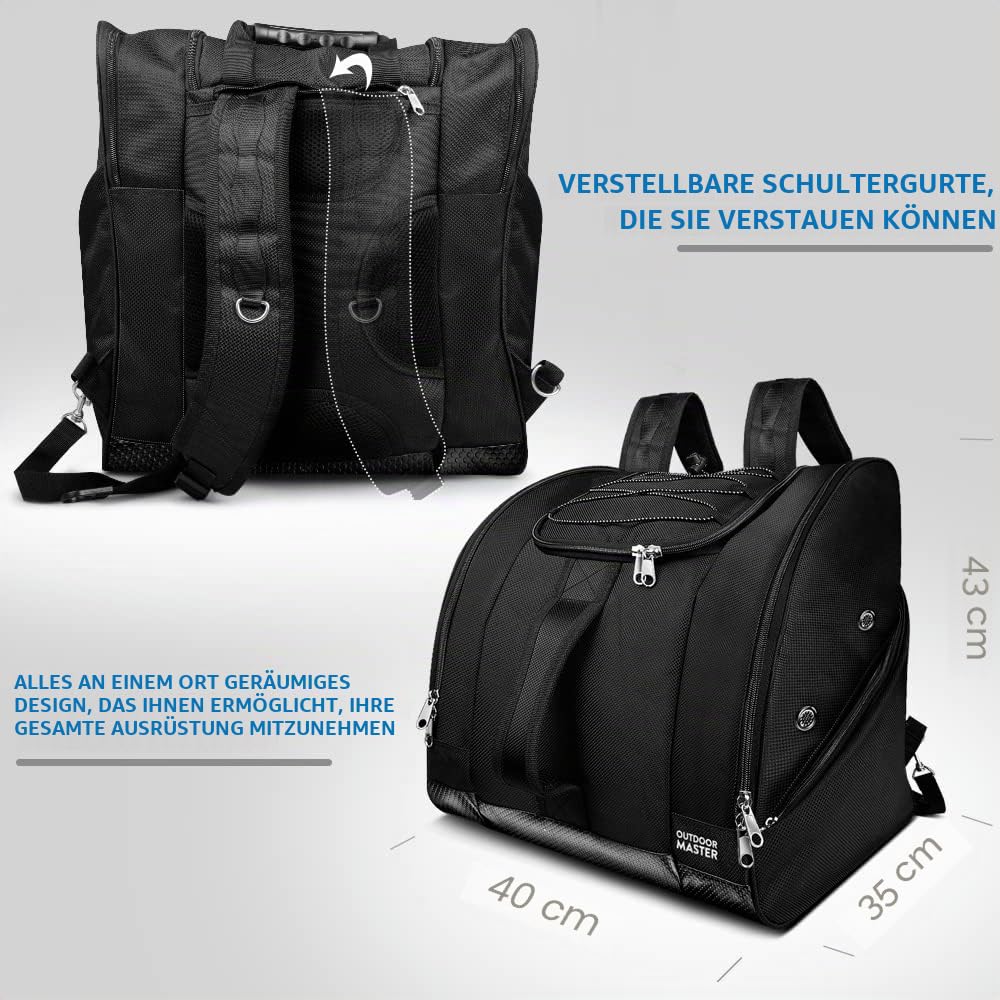 OutdoorMaster Stiefeltasche Eisbär – Skischuhe und Snowboardstiefel, ideal für Reisen mit wasserdichter Außen- und Unterseite – für Herren, Damen und Jugendliche