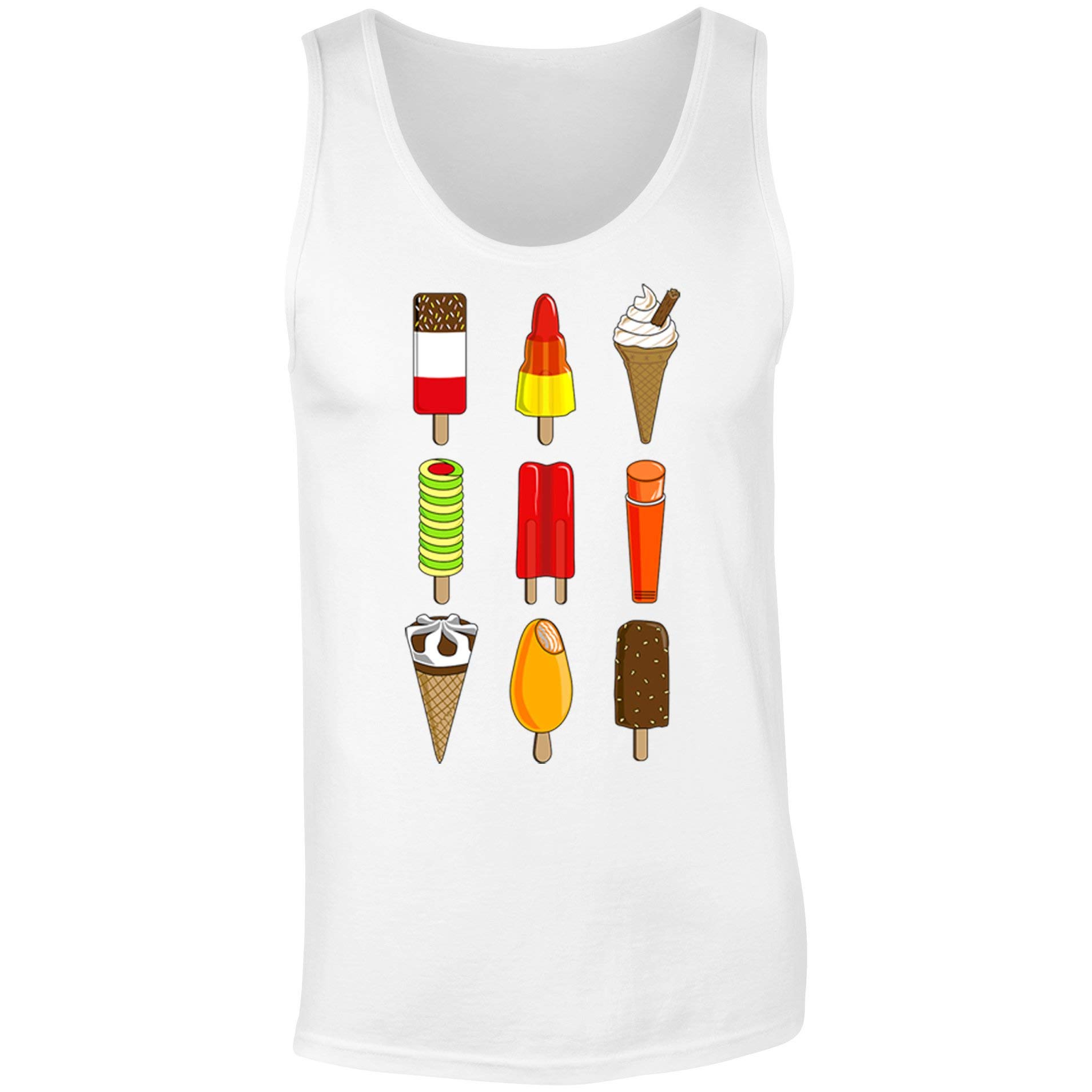Flip Men's White Ice Lollies Retro Iconic Lollipop Holiday Vest Tank Top (M)
