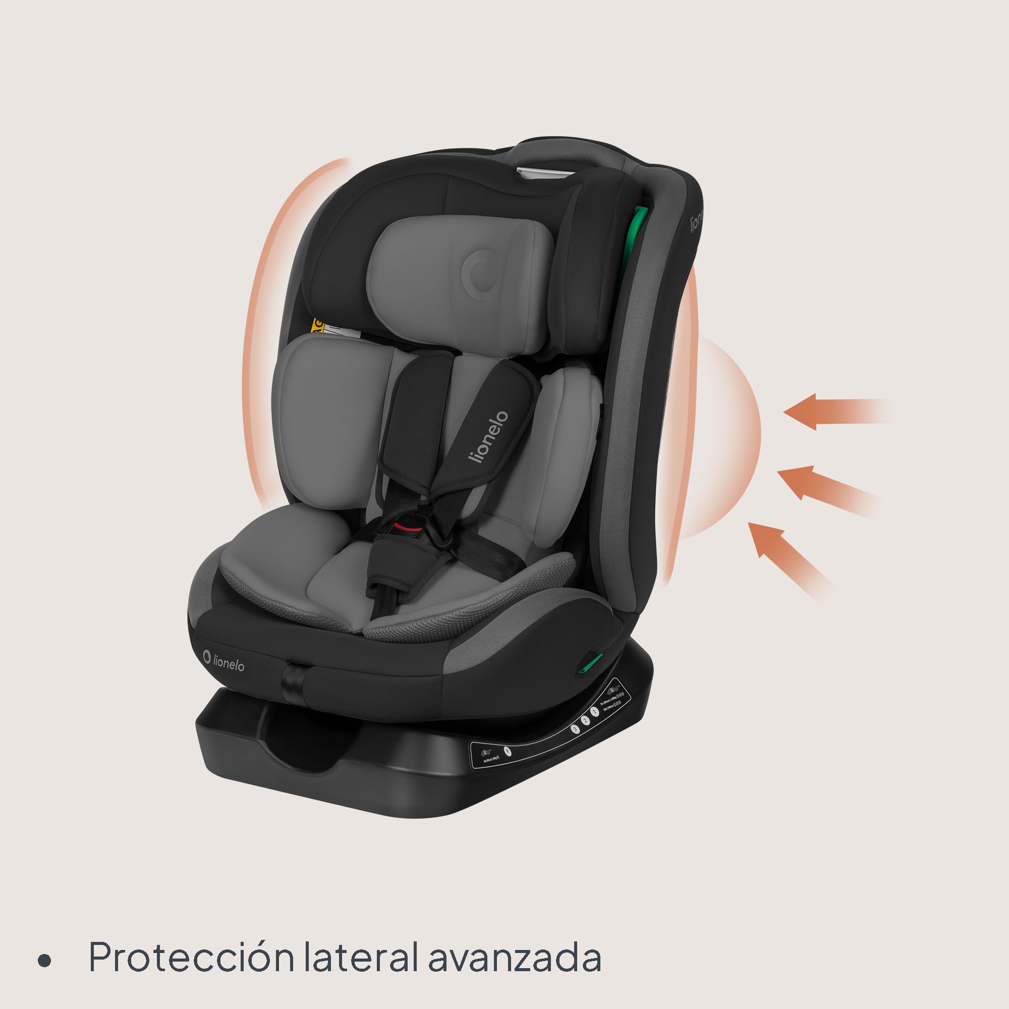 Lionelo Aart i-Size Silla De Coche, Grupo 0/1/2/3, 40-150 cm, 0-12 Años, Instalación Universal Con Cinturón, Reposacabezas Memory Foam Ajustable, a Contramarcha y a Favor de la Marcha, Funda Extraíble